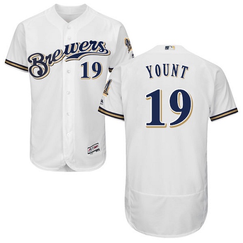 Brewers #19 Robin Yount White Flexbase Authentic Collection Stitched MLB Jersey